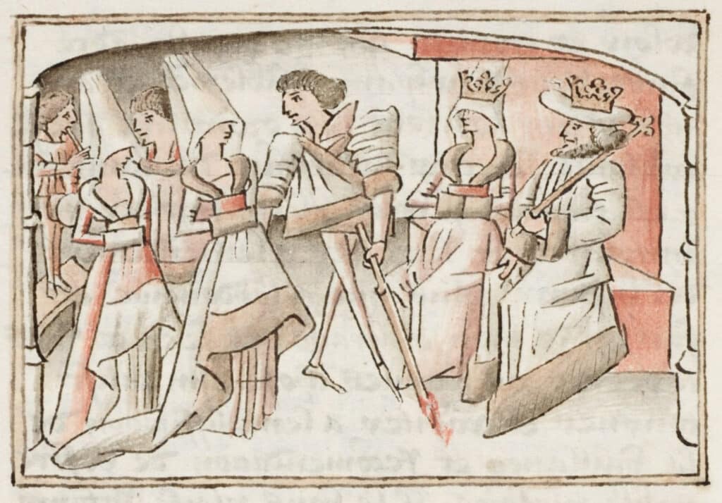 Dans aan het hof (KBR, ms. 9631, folio 2v)