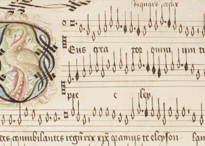 Extrait d'une partition conservée à KBR portant la référence KBR MS 5557, fol. 20v.